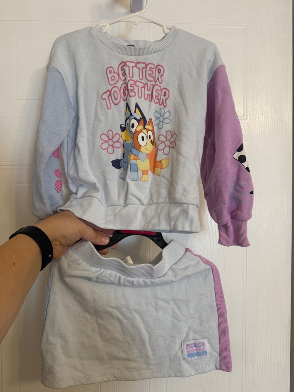 Kids 'Better Together' Light Blue & Lavender Sweatshirt and Skirt Set